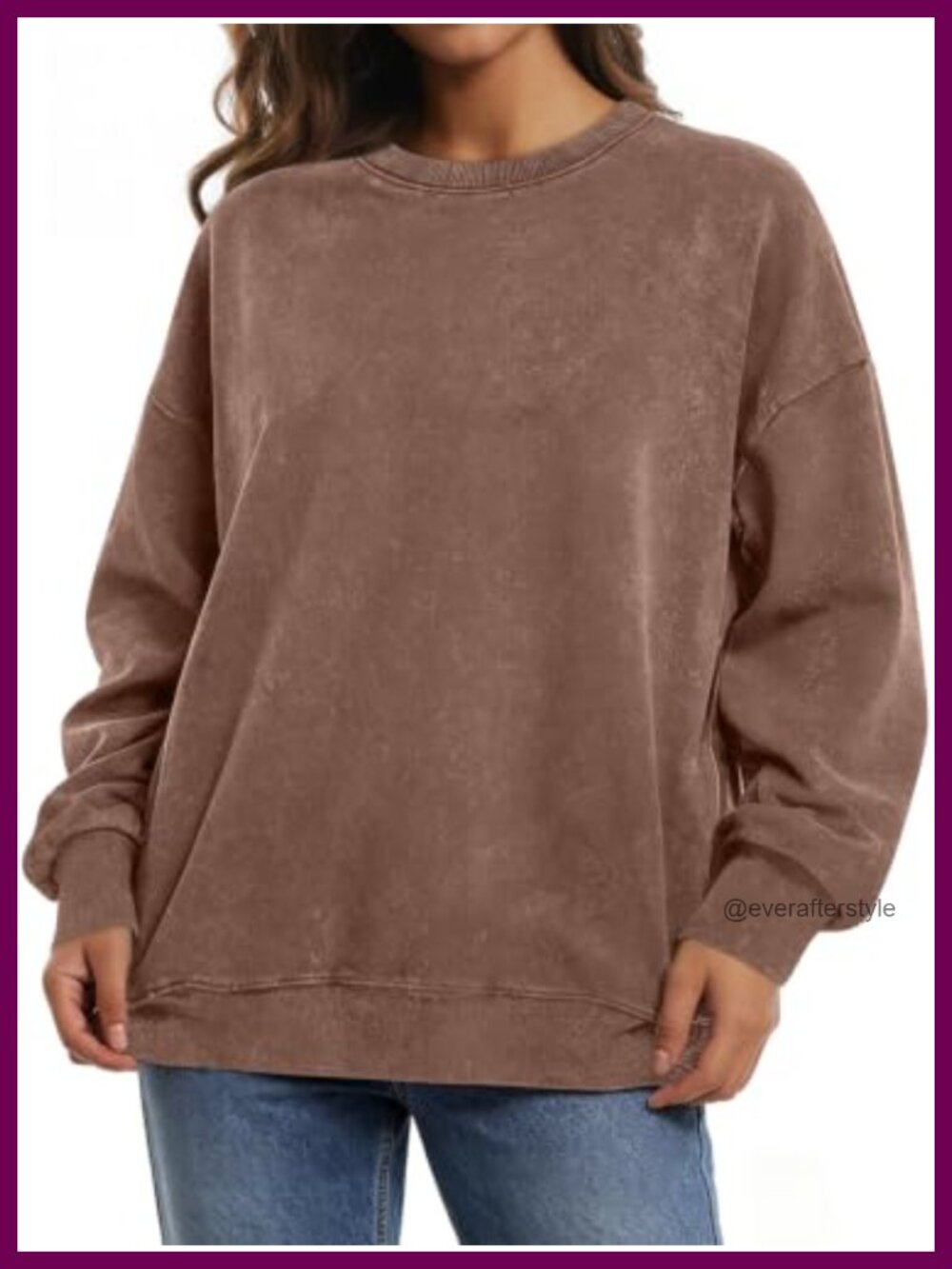 Oversized Acid Wash Crewneck Sweatshirt Long Sleeve Pullover